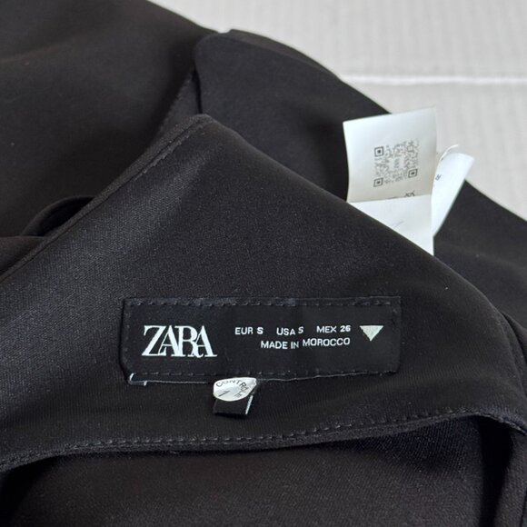 NWOT Zara Halter Top Woman's sz S Open Back Tuxedo Lapels Black Party - Picture 6 of 12